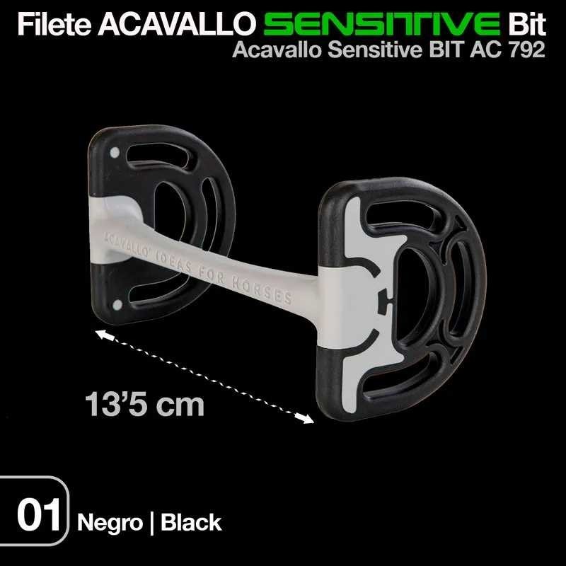 FILETE ACAVALLO SENSITIVE BIT NEGRO/GRIS 13.5cm