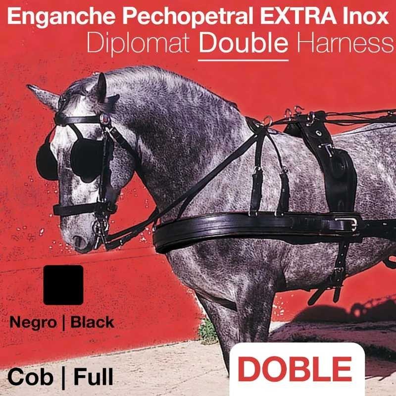 ENGANCHE PECHOPETRAL EXTRA INOX DOBLE NEGRO