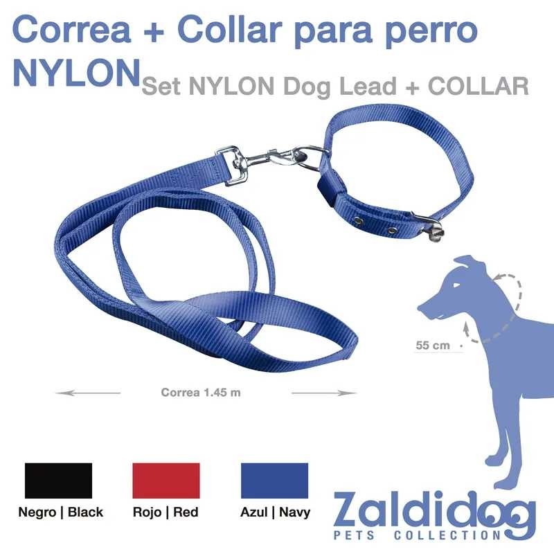 PERRO CORREA + COLLAR NYLON C980 1.45m 