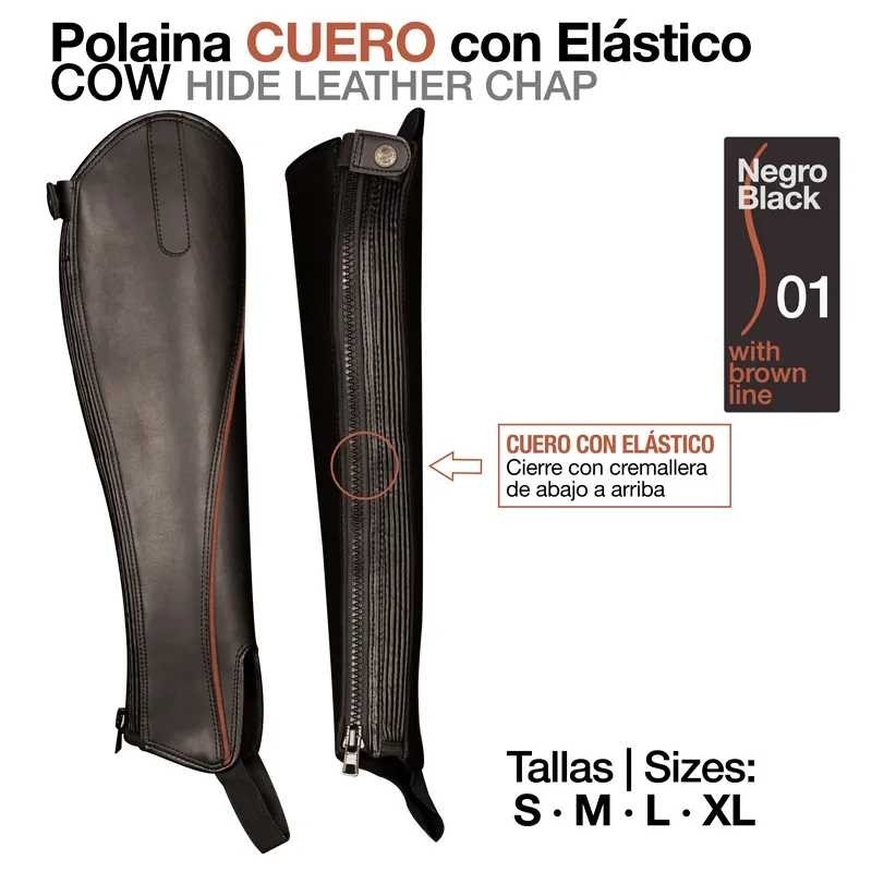 POLAINA CUERO C/ELÁSTICO HIDE W74 NEGRO