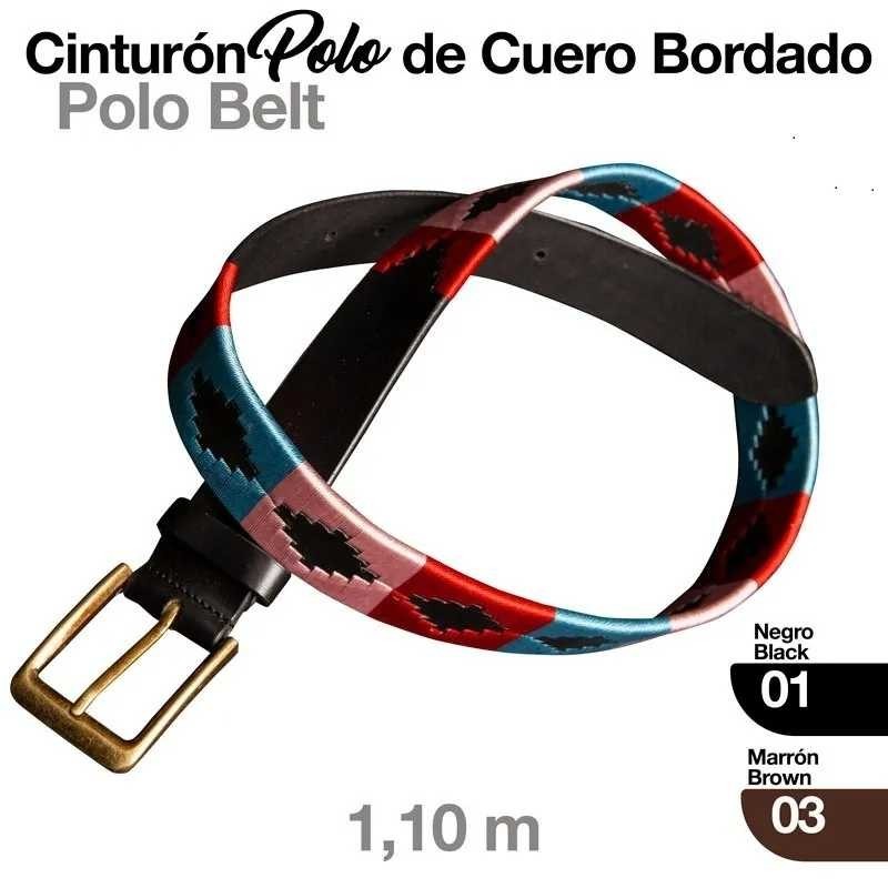 CINTURÓN POLO CUERO BORDADO