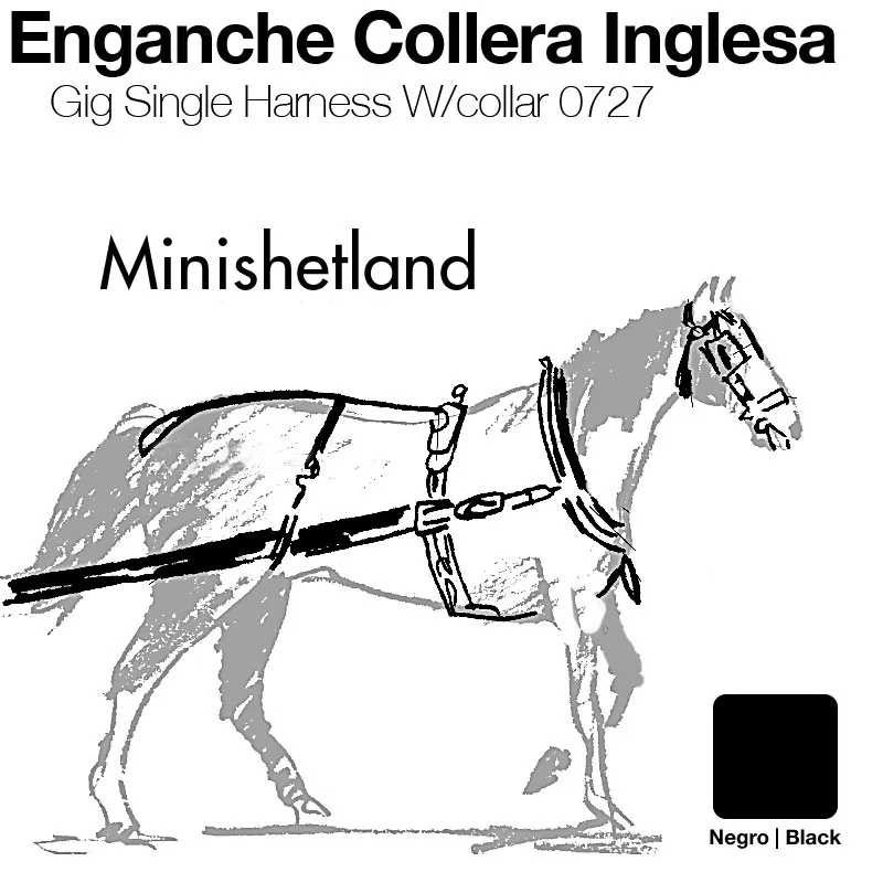 ENGANCHE COLLERA INGLESA CUERO MINISHETLAND NEGRO