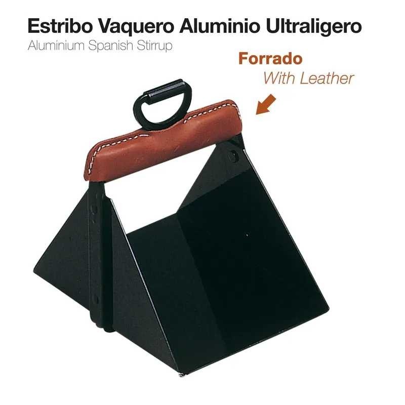 ESTRIBO VAQUERO ALUMINIO ULTRALIGERO FORRADO NEGRO