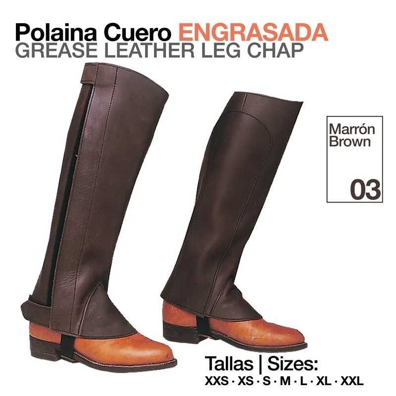 POLAINA CUERO ENGRASADA MARRON 