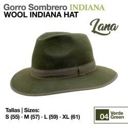 GORRO SOMBRERO INDIANA LANA VERDE 