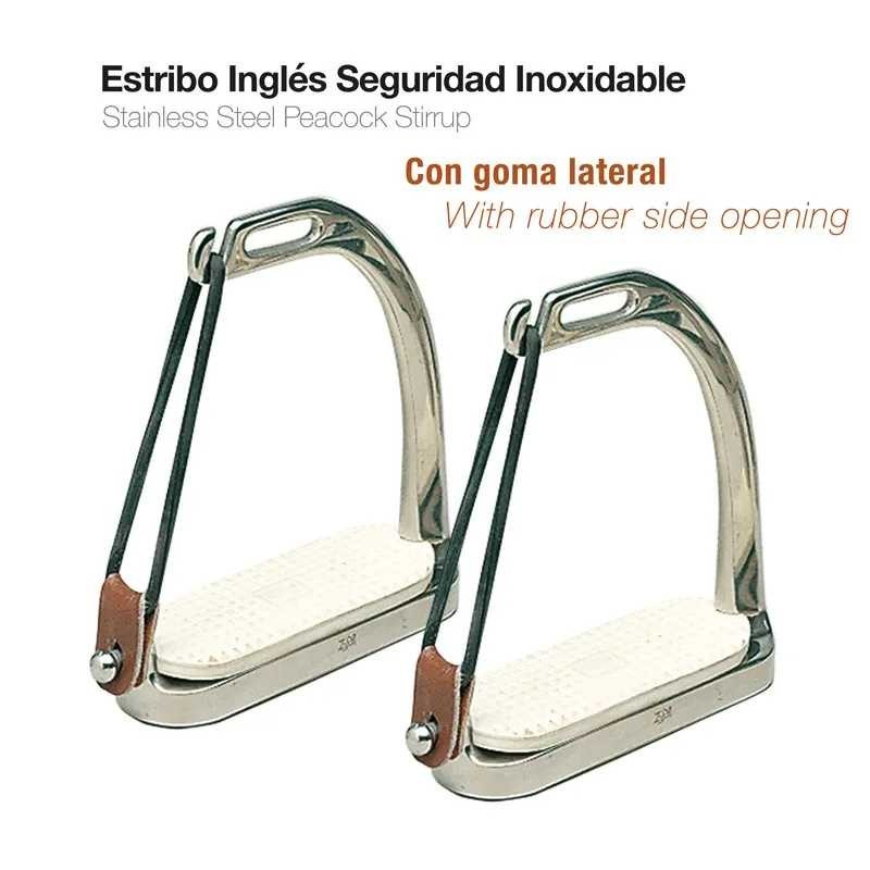 ESTRIBO INGLÉS SEGURIDAD INOX CON GOMA 221018 11cm