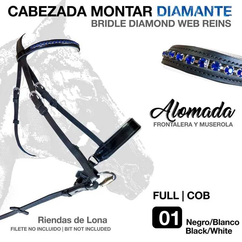 CABEZADA MONTAR DIAMANTE 2123 NEGRO/BLANCO