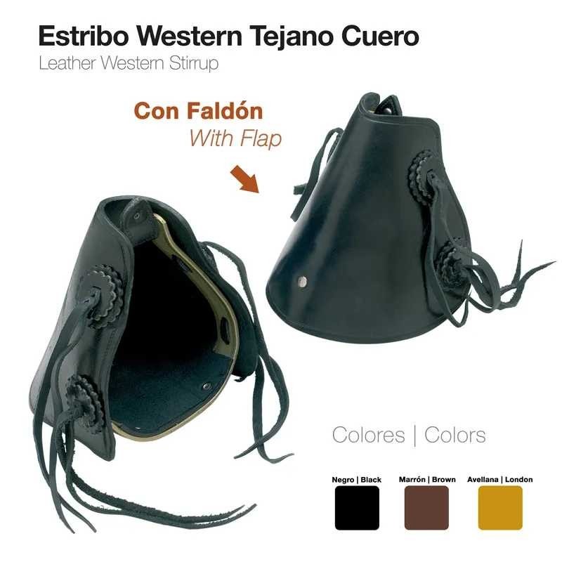 ESTRIBO WESTERN TEJANO CUERO CON FALDÓN