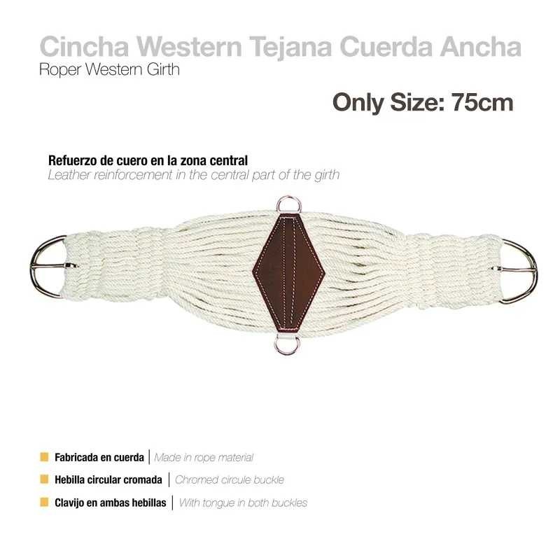 CINCHA WESTERN TEJANA CUERDA ANCHA 75cm