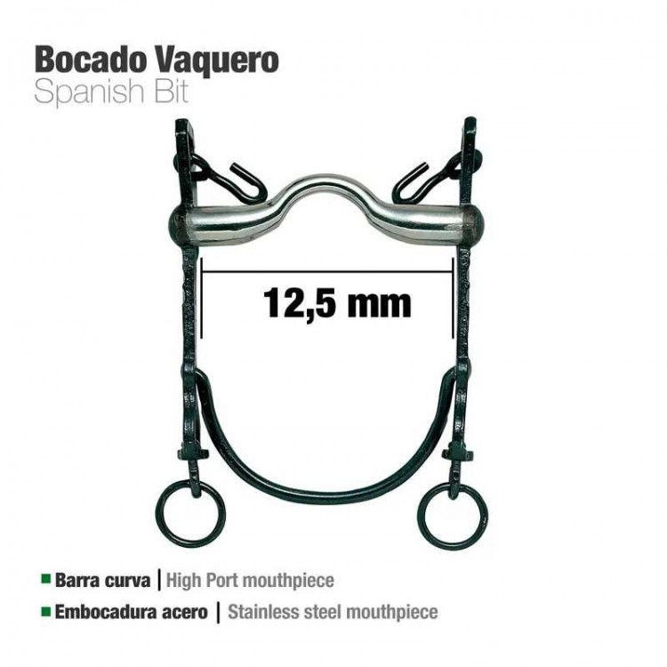 BOCADO VAQUERO B/CURVA EMBOCADURA ACERO 12.5cm