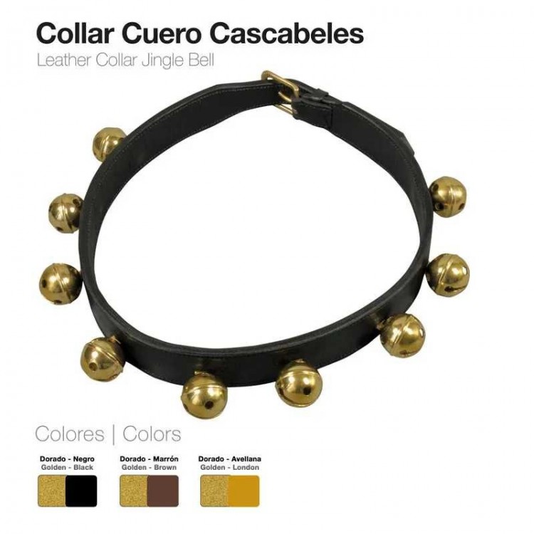 COLLAR CUERO CASCABELES 4cm