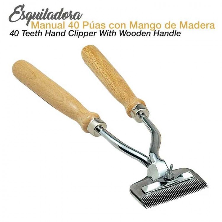 ESQUILADORA MANUAL 40 PÚAS MANGO MADERA