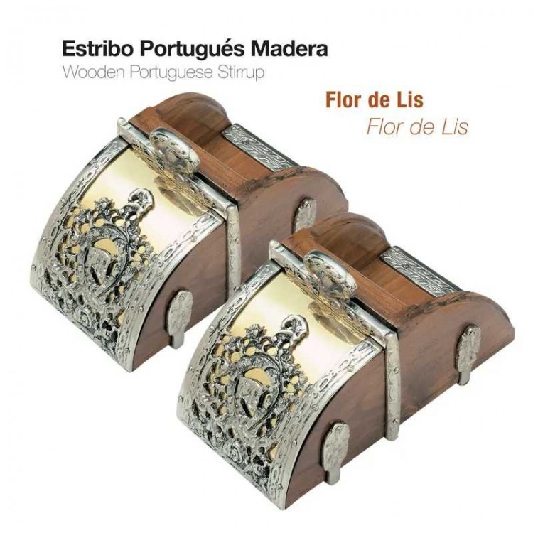 ESTRIBO PORTUGUÉS MADERA FLOR DE LIS