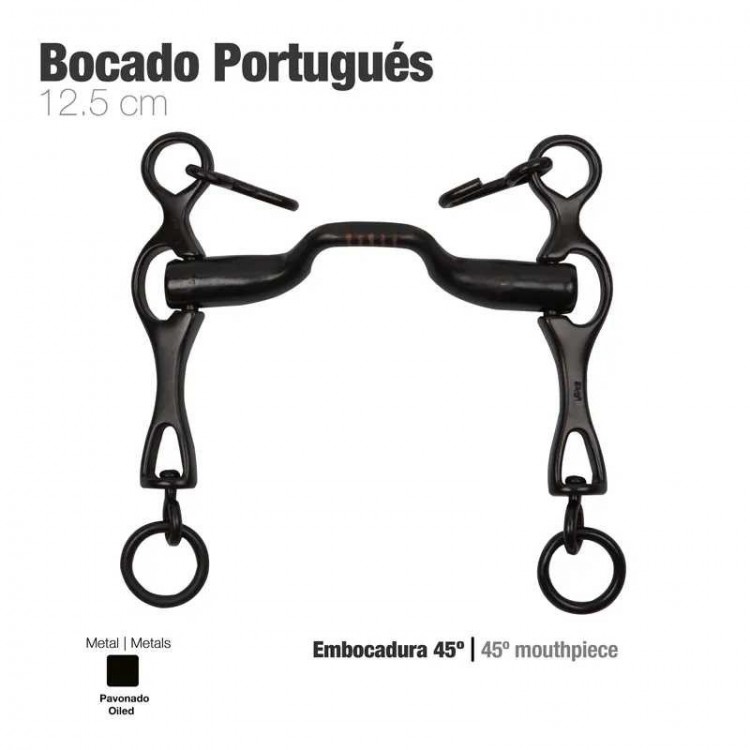 BOCADO PORTUGUÉS EMBOCADURA 45º PAVONADO 12.5cm