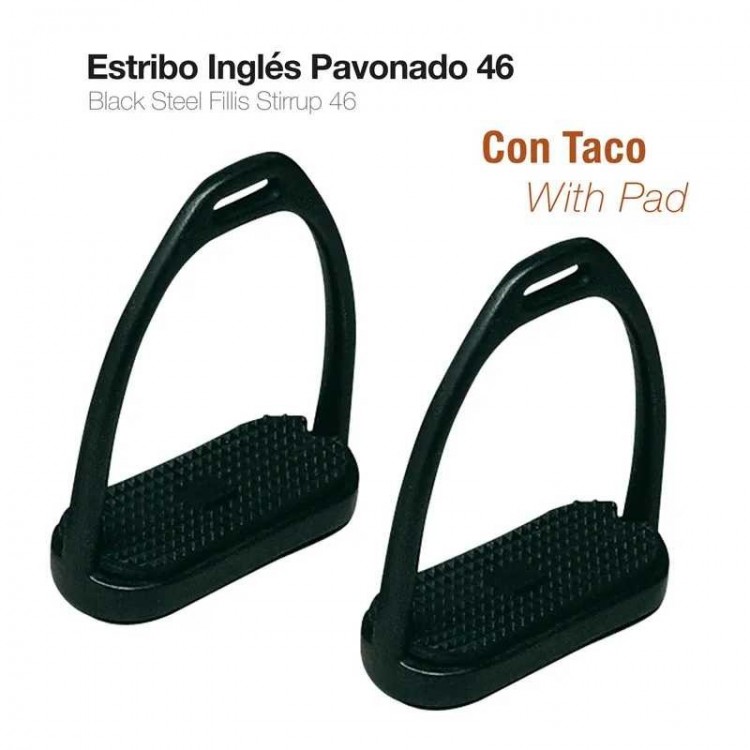 ESTRIBO INGLÉS PAVONADO CON TACO 221082SI-46 NEGRO