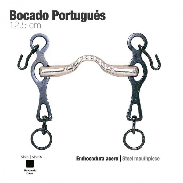 BOCADO PORTUGUÉS EMBOCADURA ACERO PIERNA NEGRA 12.5cm