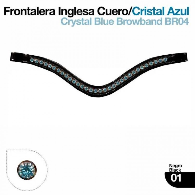 FRONTALERA INGLESA CHAROL/CRISTAL AZUL BR04 NEGRO