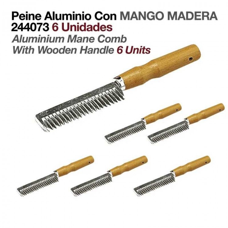 PEINE ALUMINIO CON MANGO MADERA 244073 6uds