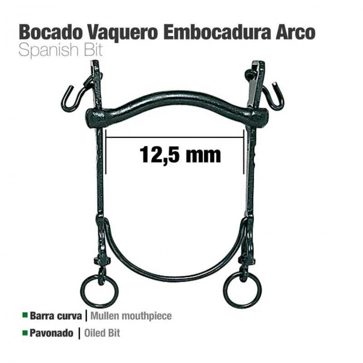 BOCADO VAQUERO B/CURVA EMBOCADURA ARCO 12.5cm