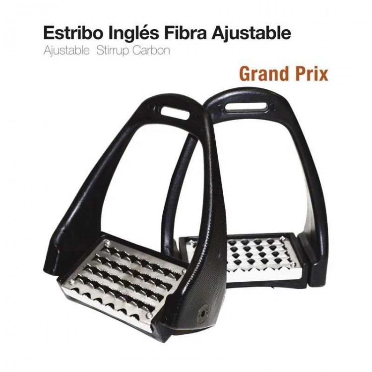 ESTRIBO INGLÉS FIBRA GRAND PRIX AJUSTABLE NEGRO