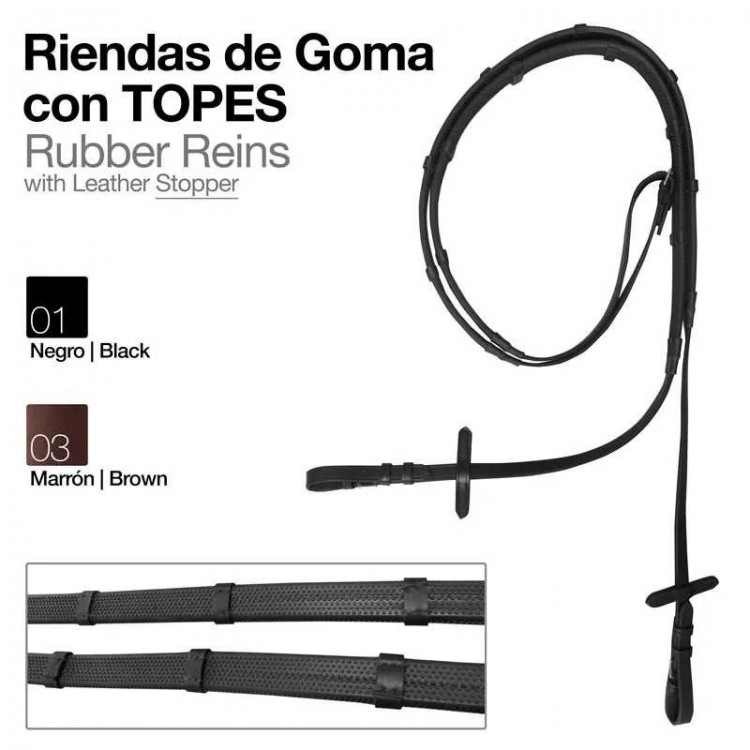 RIENDAS GOMA CUERO CON TOPES