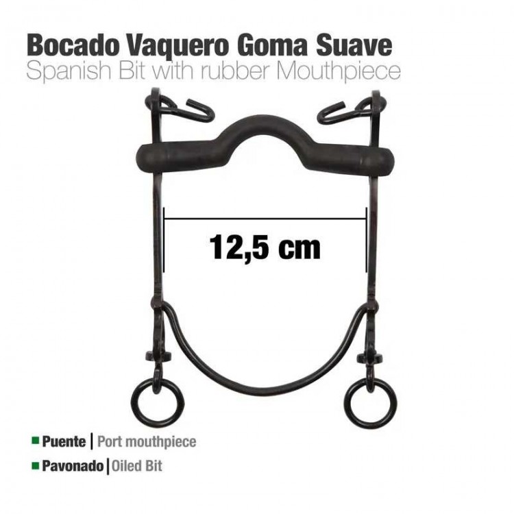 BOCADO VAQUERO GOMA SUAVE 7A PAVONADO 12.5cm