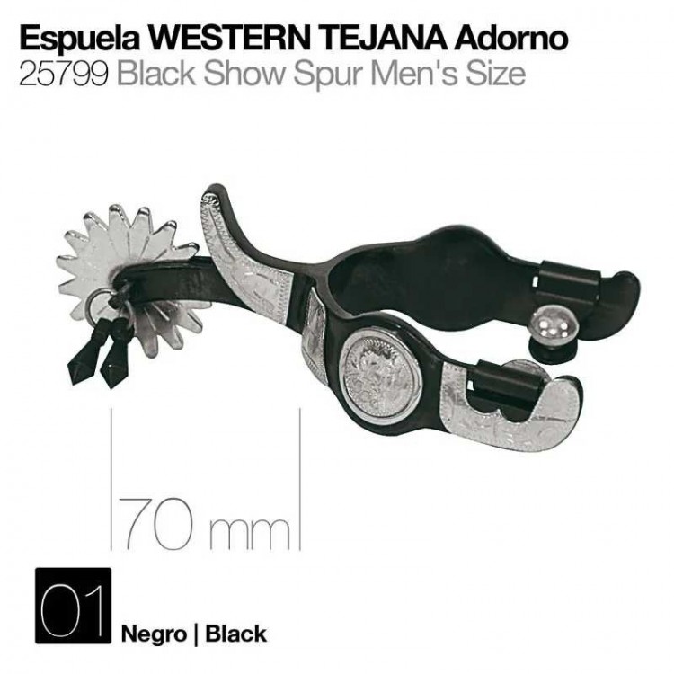 ESPUELA WESTERN TEJANA ADORNO NEGRO 25799