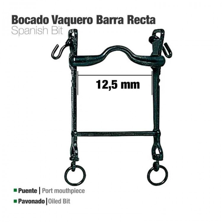 BOCADO VAQUERO BARRA RECTA PAVONADO 12.5cm