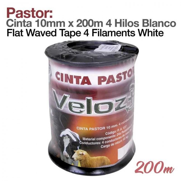 PASTOR: CINTA 10mm x 200m 4 HILOS BLANCO