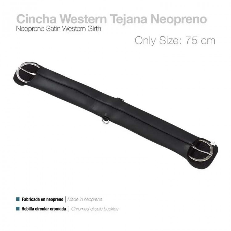 CINCHA WESTERN TEJANA NEOPRENO NEGRO 75cm