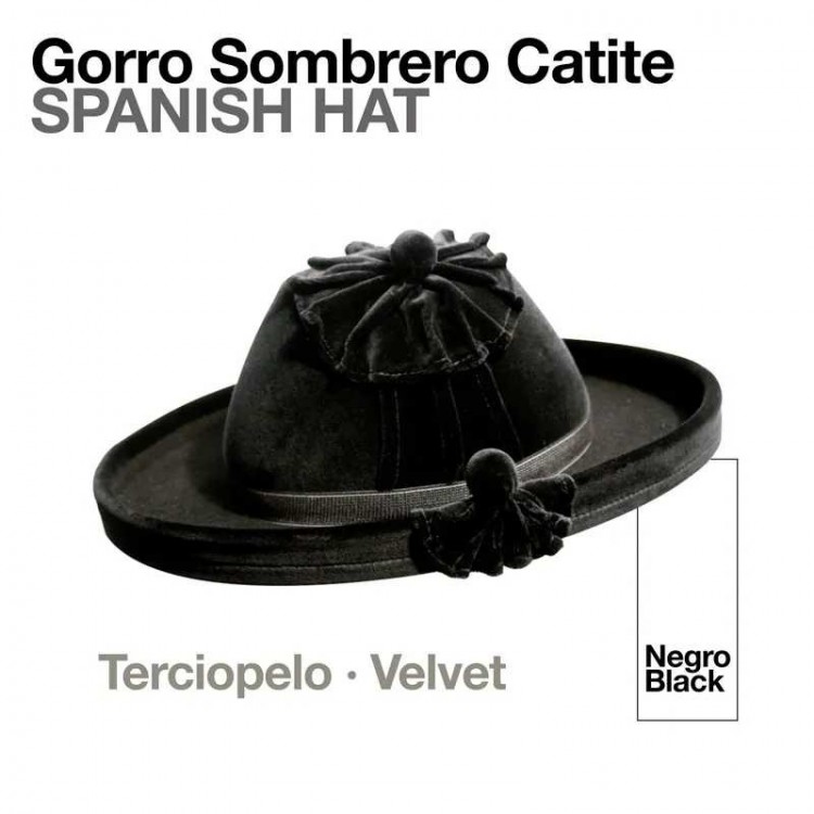 GORRO: SOMBRERO CATITE TERCIOPELO NEGRO 