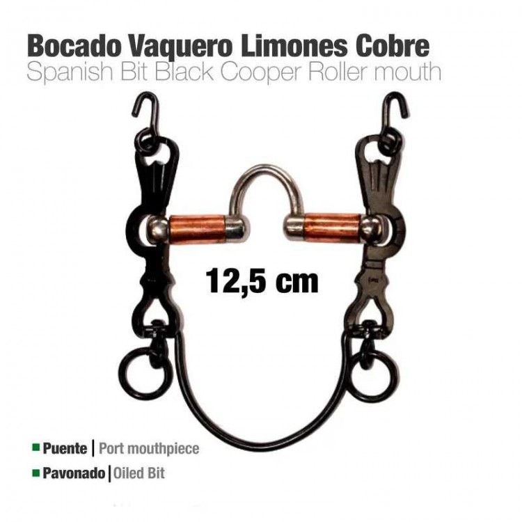 BOCADO VAQUERO LIMONES COBRE 5C PAVONADO 12.5cm