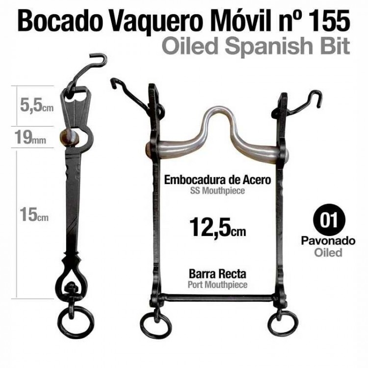 BOCADO VAQUERO MÓVIL BARRA RECTA Nº155 12.5cm