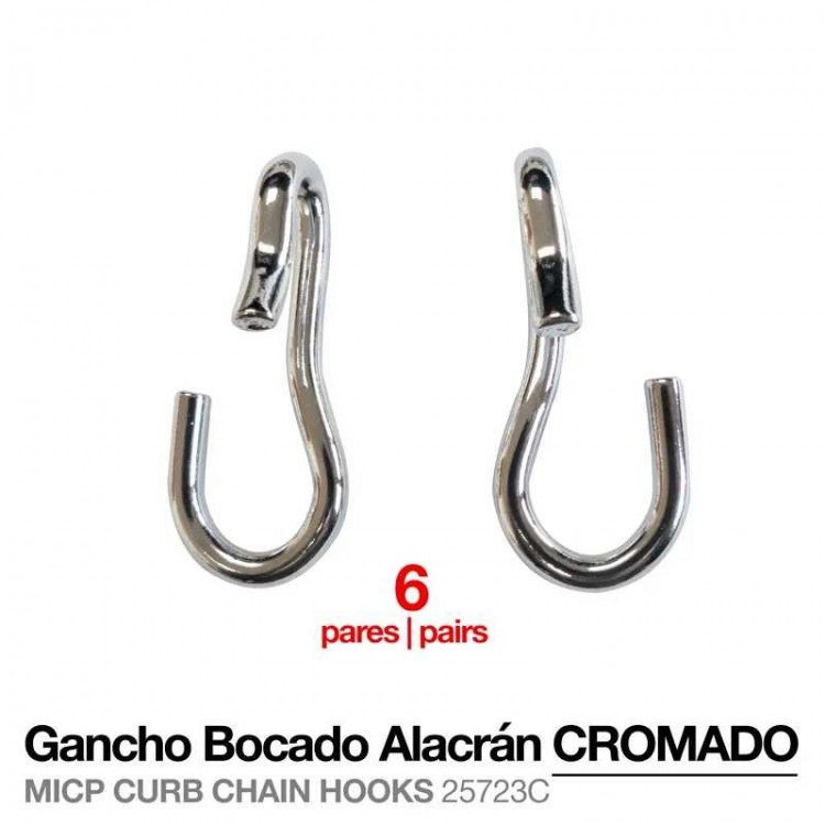 GANCHO BOCADO ALACRÁN CROMADO 25723C 6 PARES