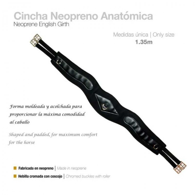 CINCHA NEOPRENO ANATÓMICA TN-2141-54 1.35m NEGRO