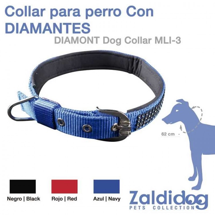 PERRO COLLAR CON DIAMANTES 62cm 