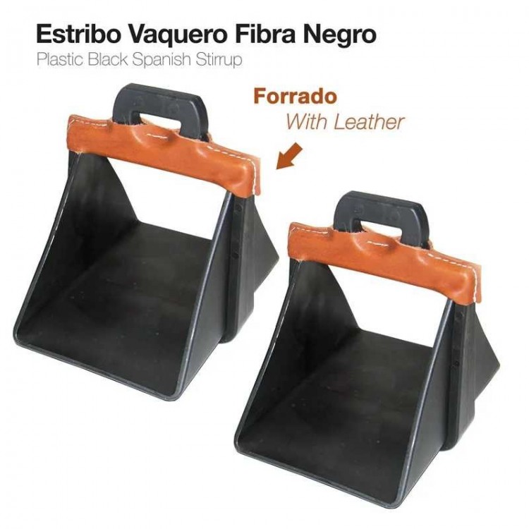 ESTRIBO VAQUERO FIBRA FORRADO NEGRO