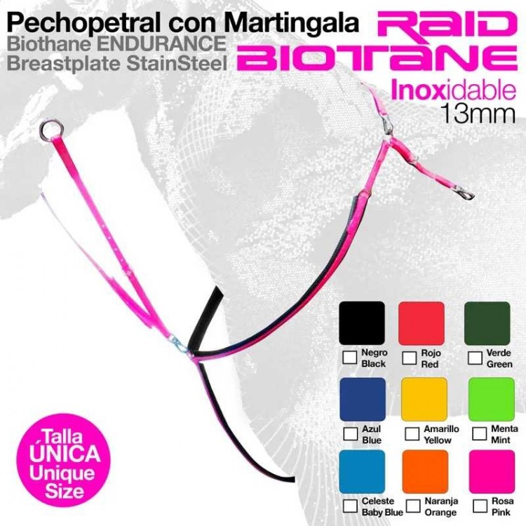 PECHOPETRAL CON MARTINGALA RAID BIOTANE INOX 13mm