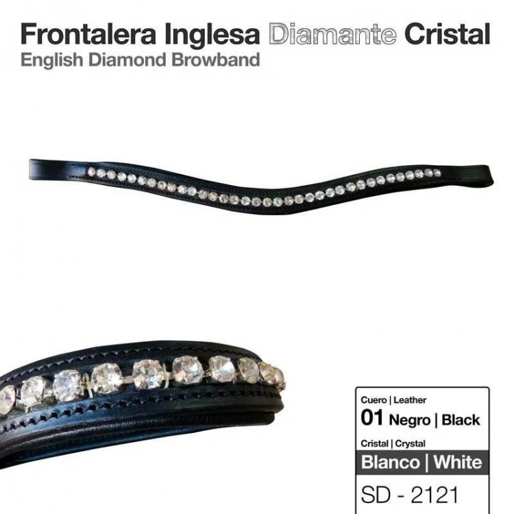 FRONTALERA INGLESA DIAMANTE CRISTAL NEGRO