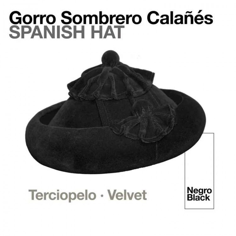 GORRO: SOMBRERO CALAÑES TERCIOPELO NEGRO 