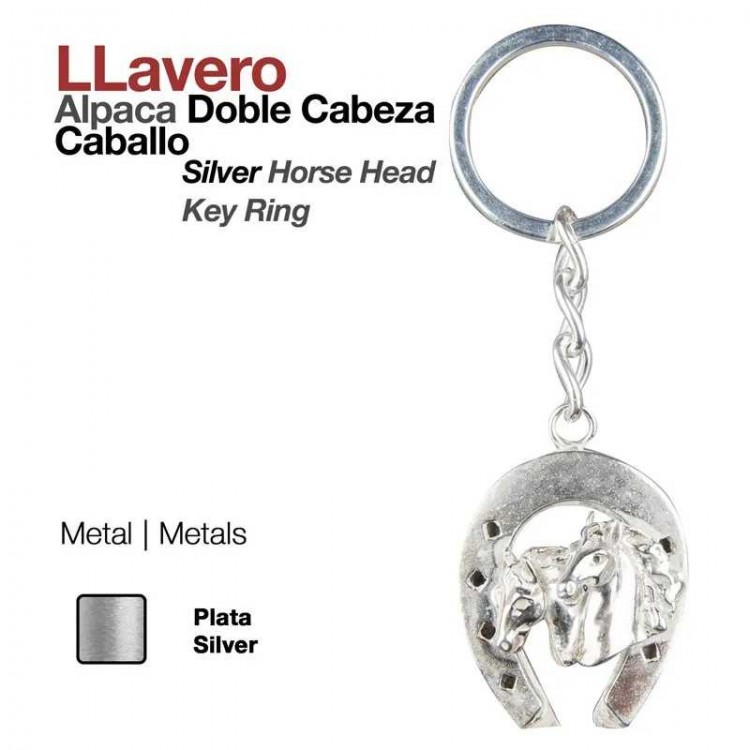 LLAVERO -ALPACA- DOBLE CABEZA CABALLO