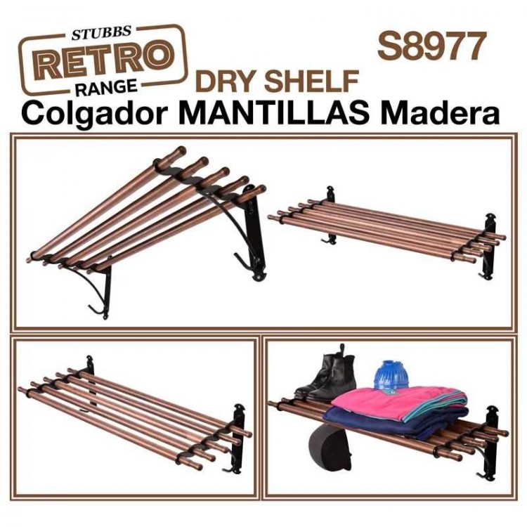 COLGADOR MANTILLAS MADERA STUBBS RETRO DRY SHELF S8977