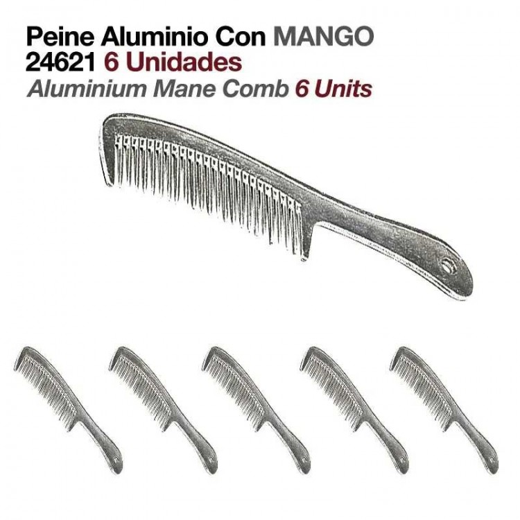 PEINE ALUMINIO CON MANGO 24621 6uds