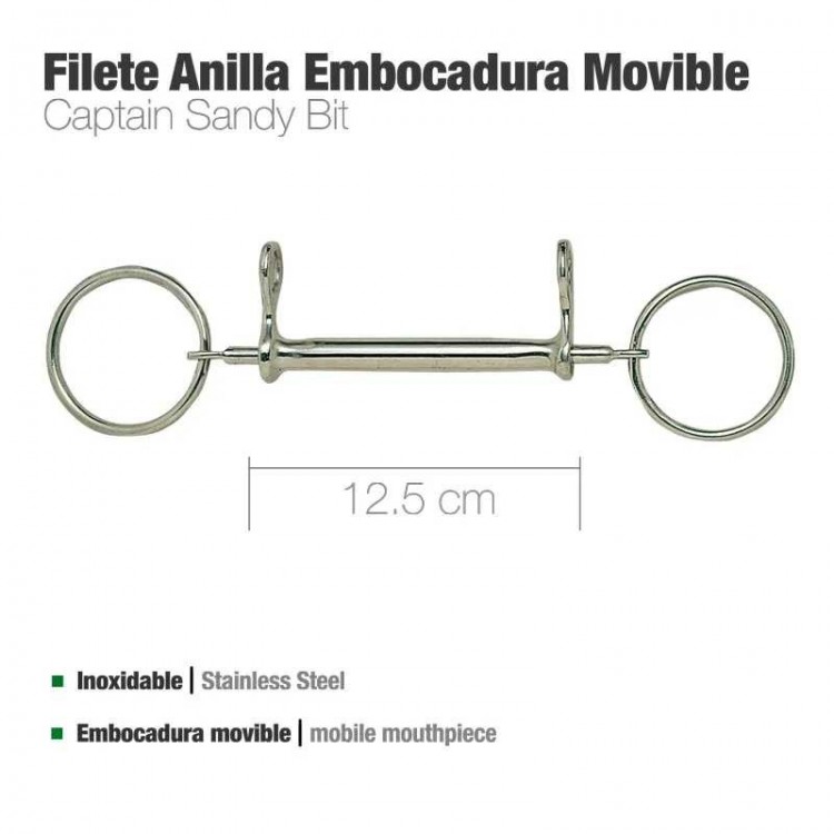 FILETE ANILLA INOX EMBOCADURA MOVIBLE 25426 12.5cm