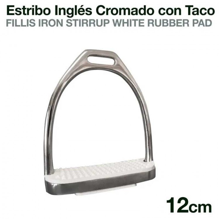 ESTRIBO INGLÉS CROMADO CON TACO A01-14K 12cm