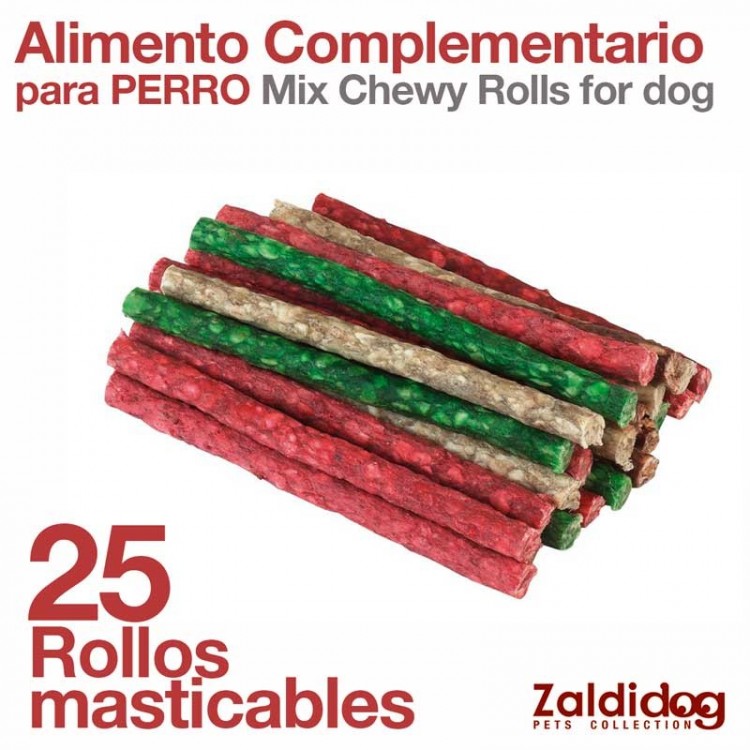 PERRO ALIMENTO COMPLEMENTARIO ROLLOS MASTICABLES 25uds