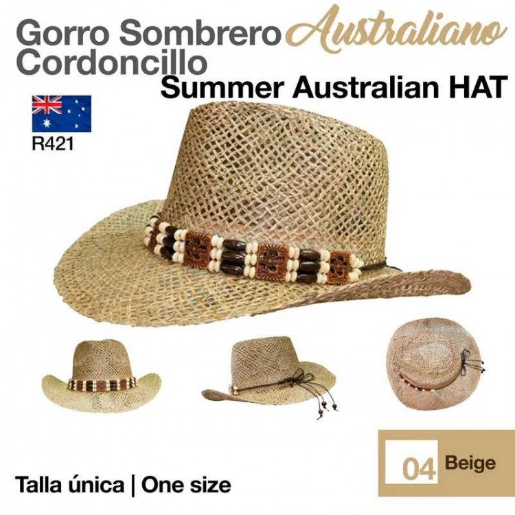 GORRO SOMBRERO AUSTRALIANO CORDONCILLO Nº421 BEIGE