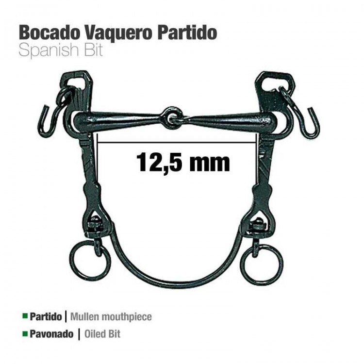 BOCADO VAQUERO B/CURVA PARTIDO PAVONADO 12.5cm