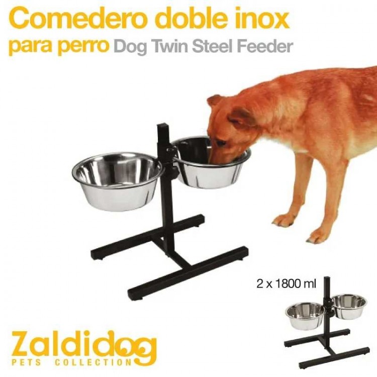 PERRO COMEDERO DOBLE INOX 2 x 1800ml