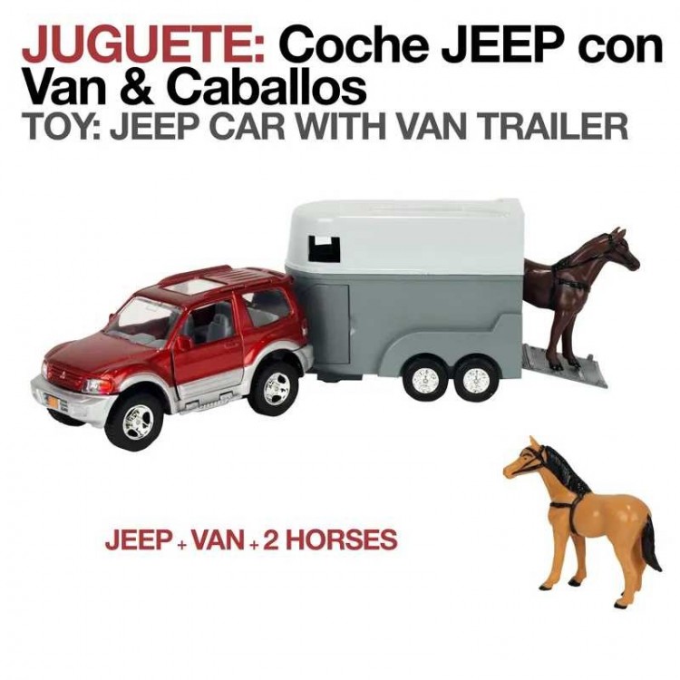 JUGUETE: COCHE JEEP CON VAN & CABALLOS 2195